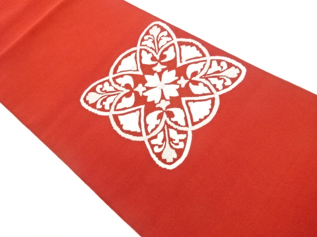 綴れ花葉模様織出し名古屋帯